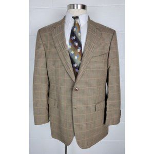 Brooks Brothers Mens Brown Houndstooth Check Sport Coat Jacket‎ Wool 44R